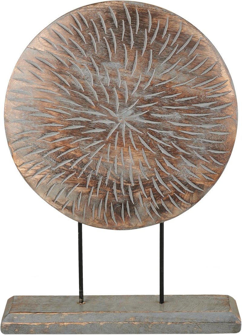 Eximious India تمثال طاولة المزرعة ديكور منزلي تمثال ماندالا منحوت للمنزل العصري 10" × 14"، غرفة المعيشة، رف المدفأة، ديكور الطاولة ومدخل المنزل KHST04 - Image 1